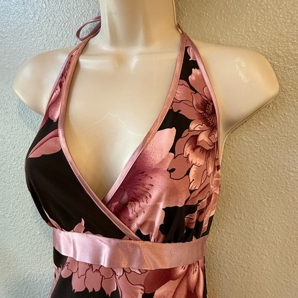 Speechless Women's Y2K Floral Halter Dress in Pink and Brown Size Small Romantic - Picture 9 of 11